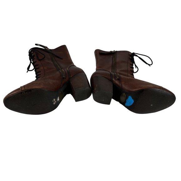 Women’s FOSSIL Leather Boots Size 7 Steampunk Lace Up Heels - Picture 12 of 15